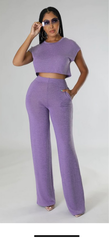 Crop Top And Wide Leg Pants Set